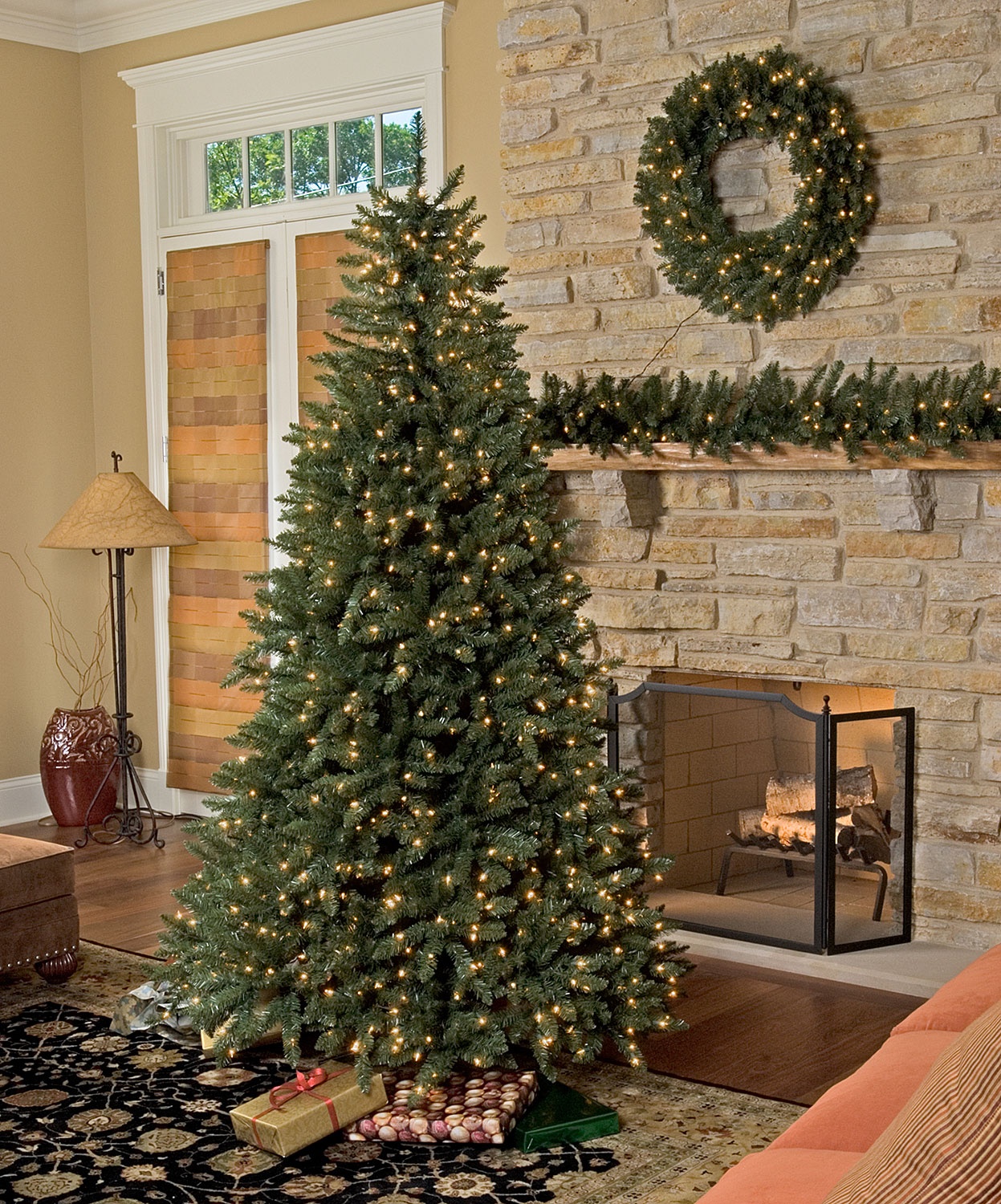 prelit artificial christmas tree