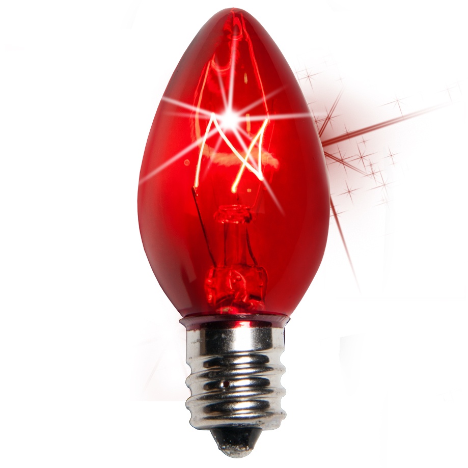 C7 Christmas Light Bulb - C7 Twinkle Red Christmas Light Bulbs, 7 Watt