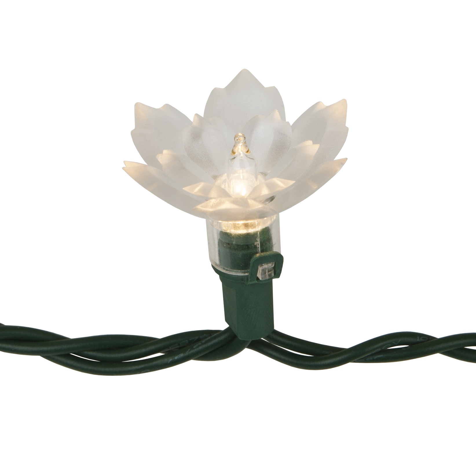 Novelty Lights Two Layer Crystal Lily Flower Lights on Green Wire