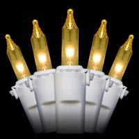 50 Yellow Mini Lights 6 Spacing White Wire Premium Grade