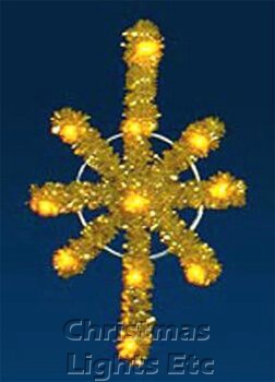 Product ID: 15300
Description: 4' X 2.5' Gold Halo Star, Building Front, Amber Lamps