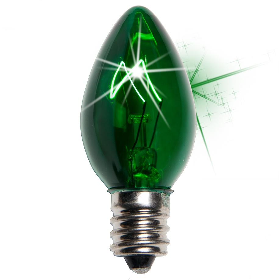 C7 Green Twinkle Incandescent Bulb