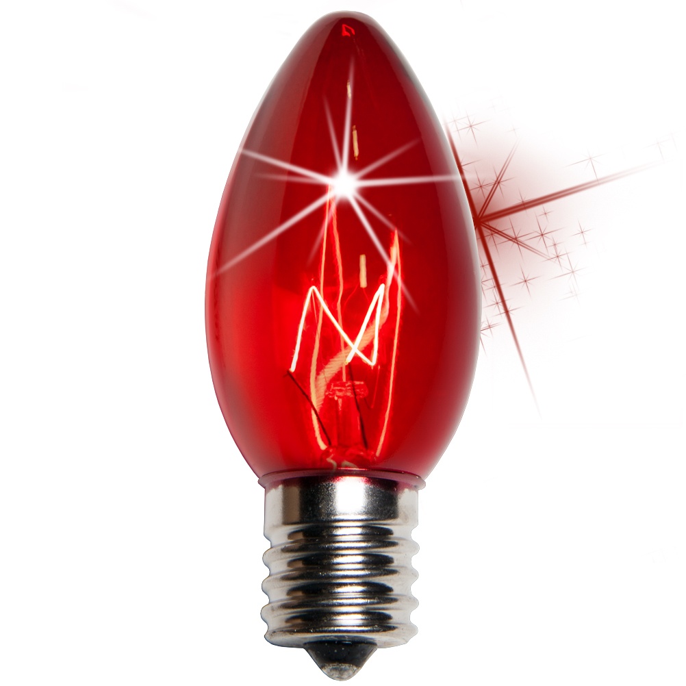 C9 Red Transparent Incandescent Twinkle Bulb
