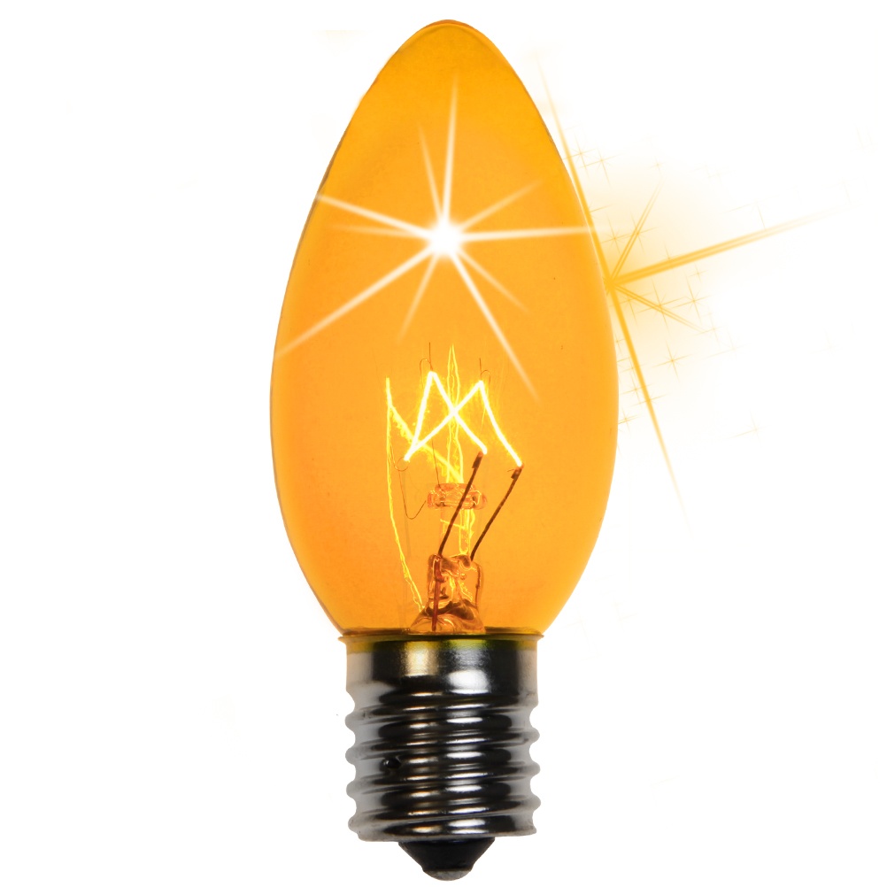 C9 Yellow Transparent Incandescent Twinkle Bulb