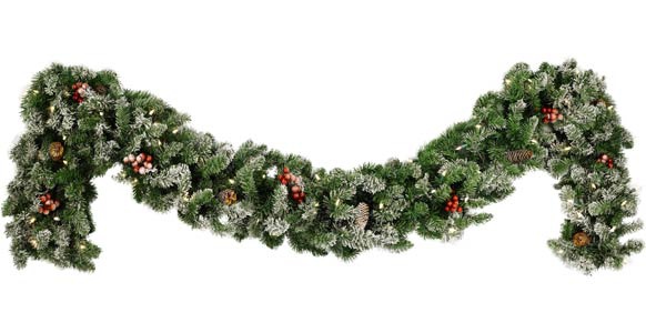 Product ID: 17482Description: 9' Pre-Lit Hawthorne Garland, 100 Clear Lamps
