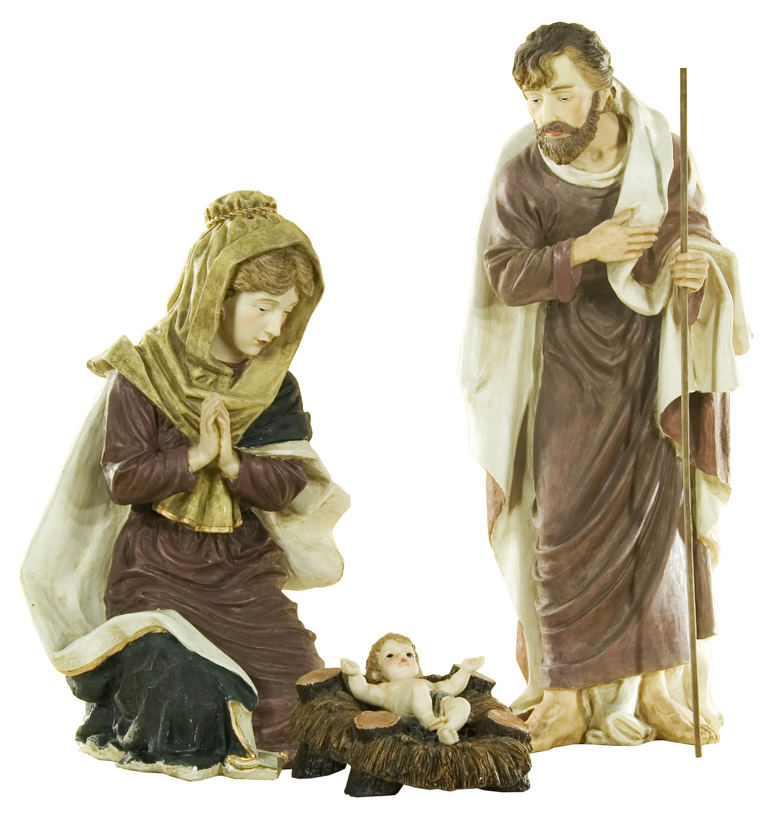 Product ID: 21885 Description: 3 Piece Polyresin Nativity Holy Family, 12 - 36