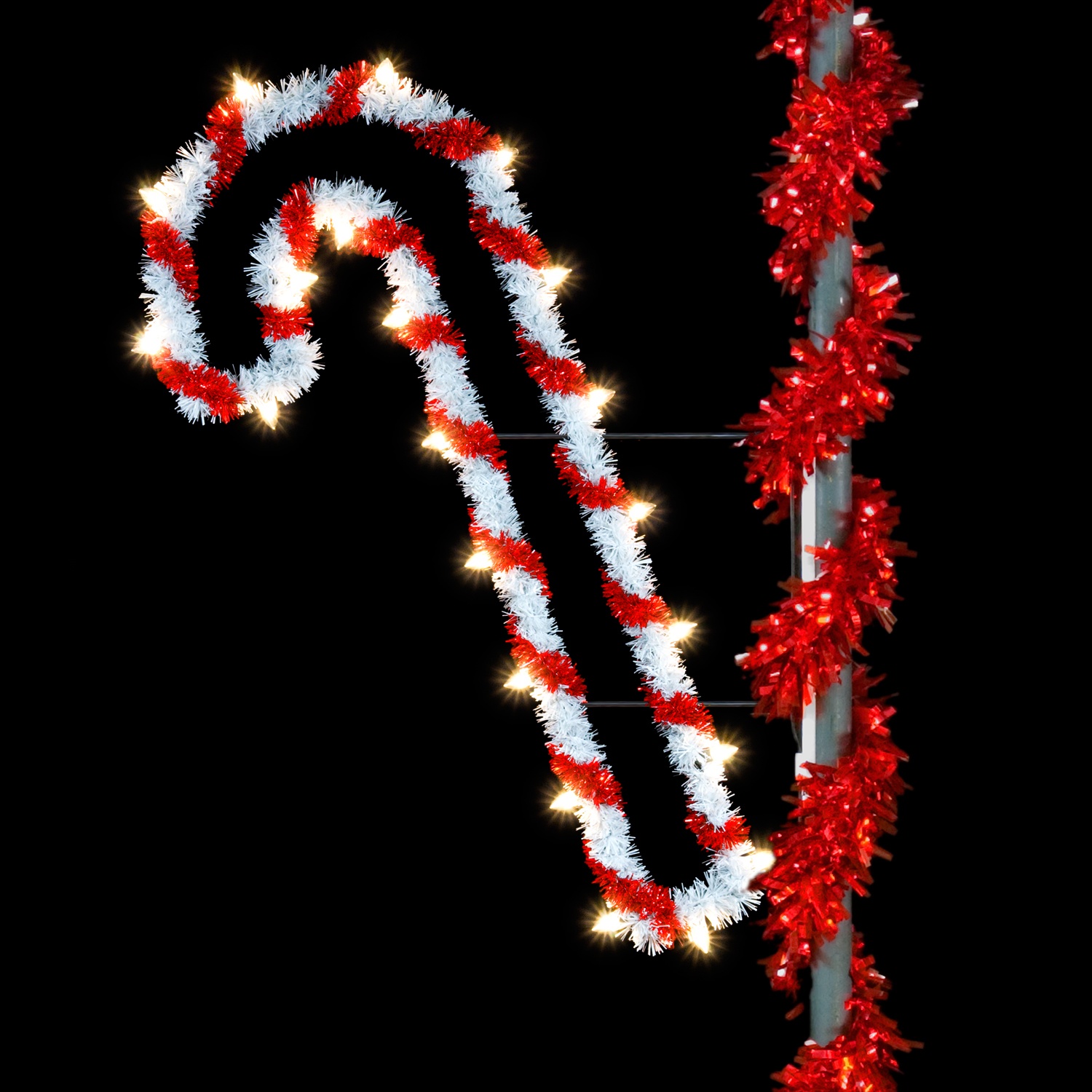 Lighted Candy Cane Commercial Pole Mount