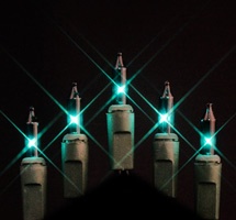 Product ID: 549Description: Plain Indoor Hank Box(NO END CONNECTOR), Turquoise Lamps, 35 Lights, Green Wire