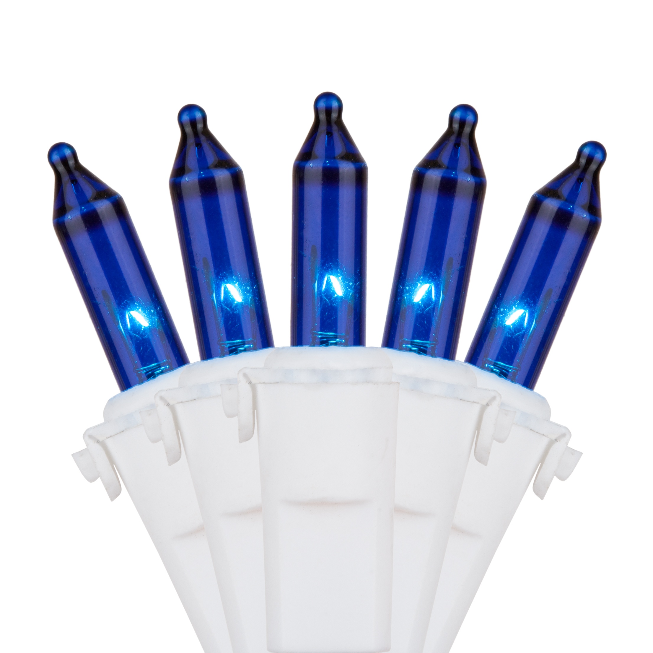 White Christmas Lights - 50 Blue Mini Christmas Lights, 6" Spacing