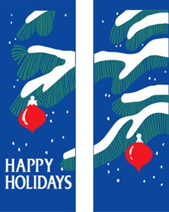 Tree Branches and Ornaments Light Pole Banner 30" x 84"