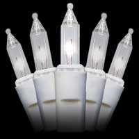 35 Clear Mini Lights, 4" Spacing, White Wire