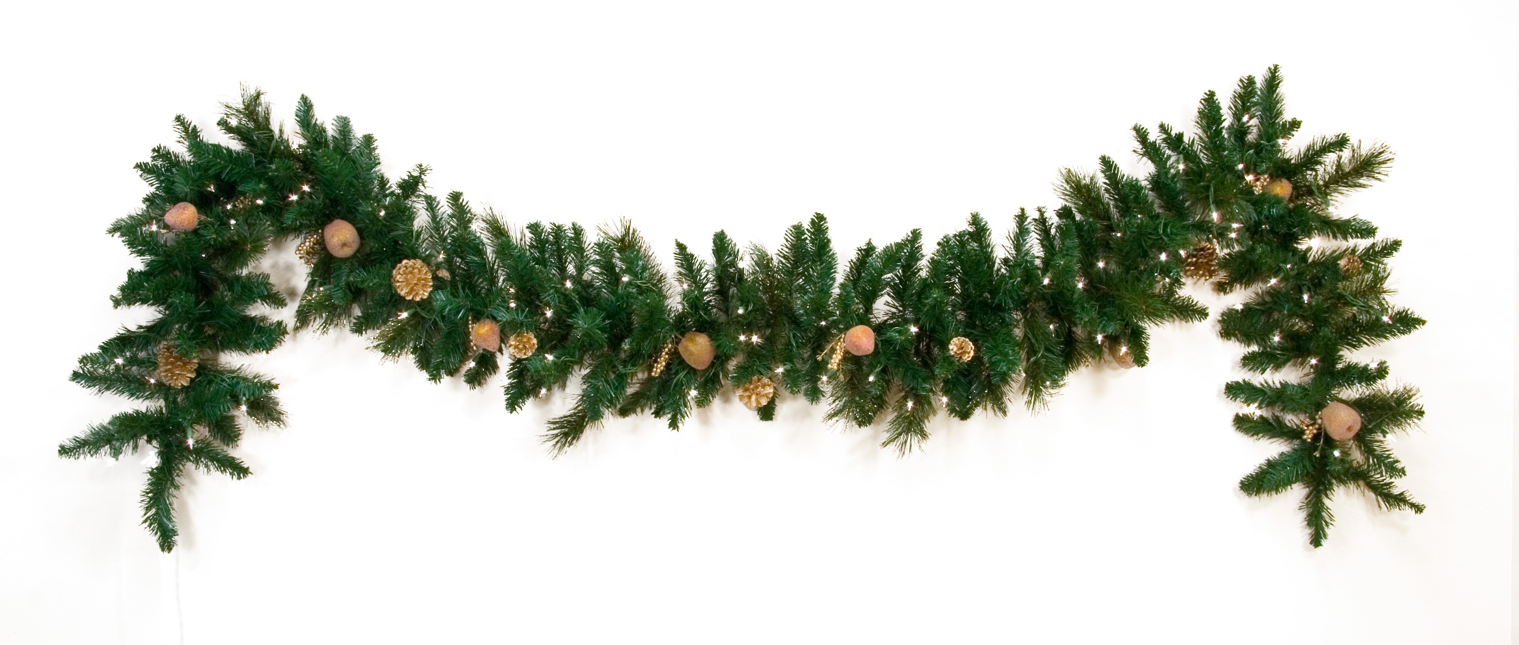 9' Harvest Gold Garland with Leaves and Fruit, 150 Clear Lamps
