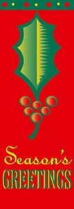Seasons Greatings Holly Leaf Light Pole Banner 30" x 94"