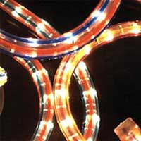 2-Wire 1/2" (13mm), Blue/RED Striped Clear Core Rope Light, 150' Commercial Spool, UL Listed