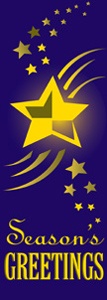 Purple Star Season's Greetings Light Pole Banner 30" x 84"
