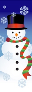 Snowman and Snowflakes Light Pole Banner 17" x 50"