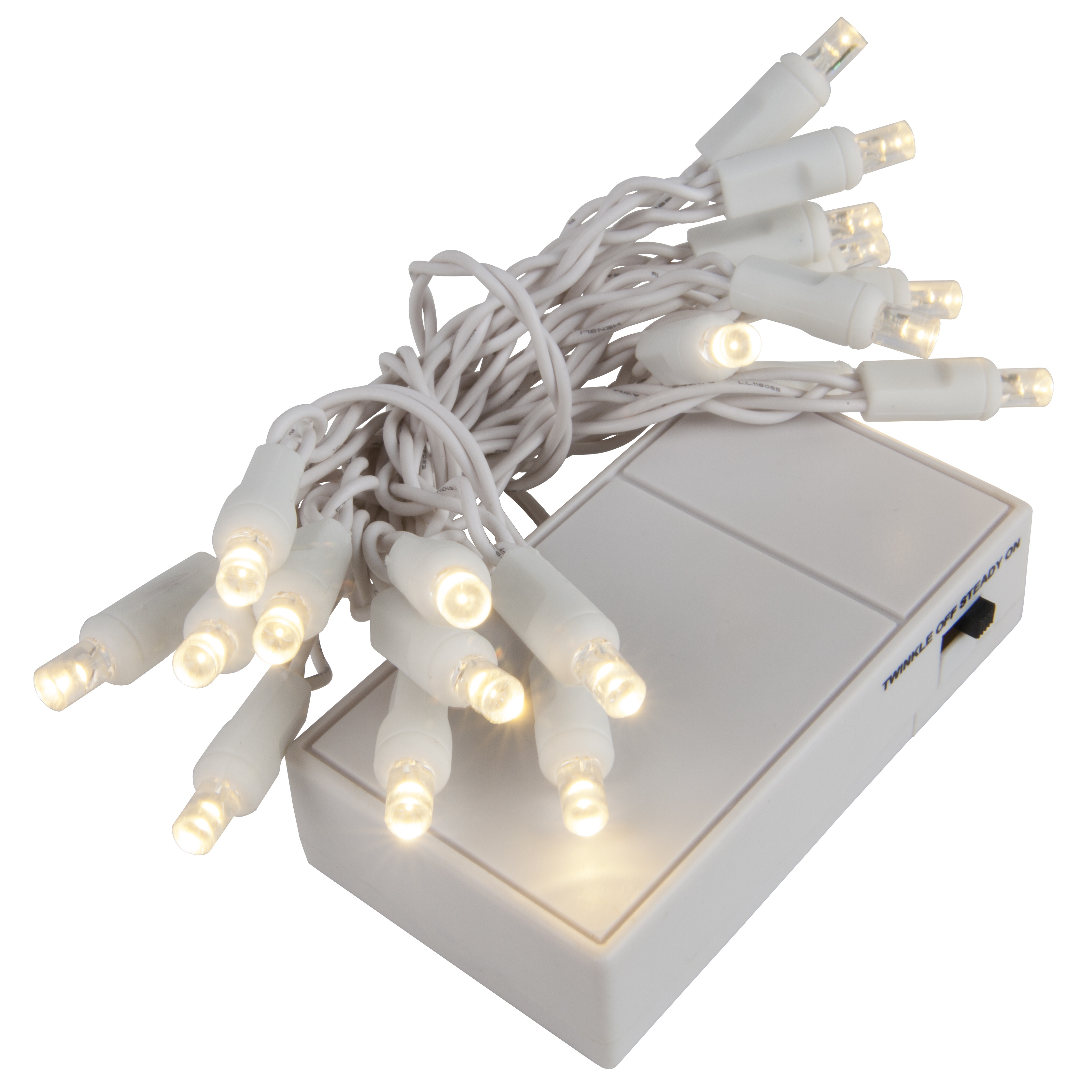 Battery Operated Lights 20 Warm White Battery Operated 5mm LED Christmas Lights, White Wire