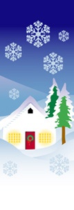 Winter House Scene Light Pole Banner 17" x 49"