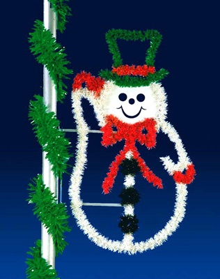 5' X 3' Silhouette Snowman, Pole Mount, Clear Lamps