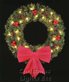 3' Royal Pine Wreath, Hanging Wreath, Clear Lamps