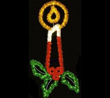 11' X 5' Candle w/Holly and Garland, Building Front, Amber, Clear, Green and Red Lamps
