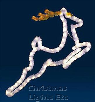 4.5' X 6' Flying Reindeer, Building Front, Amber and Clear Lamps