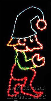 9' X 4' Kneeling Elf Multicolored Lamps