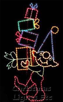 14.5' X 8' Elf Package Peeker, Amber, Blue, Clear, Green, Fuchsia and Teal Lamps