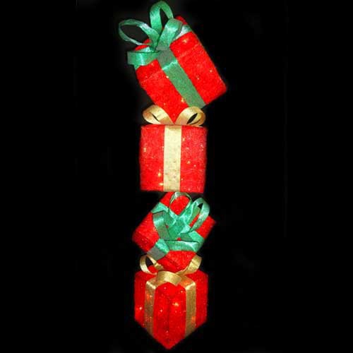 Red Sisal Gift Box Tower Yard Art