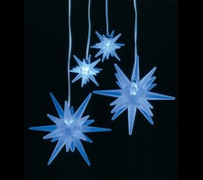 Blue LED 10 Light Star Burst Set, White Wire
