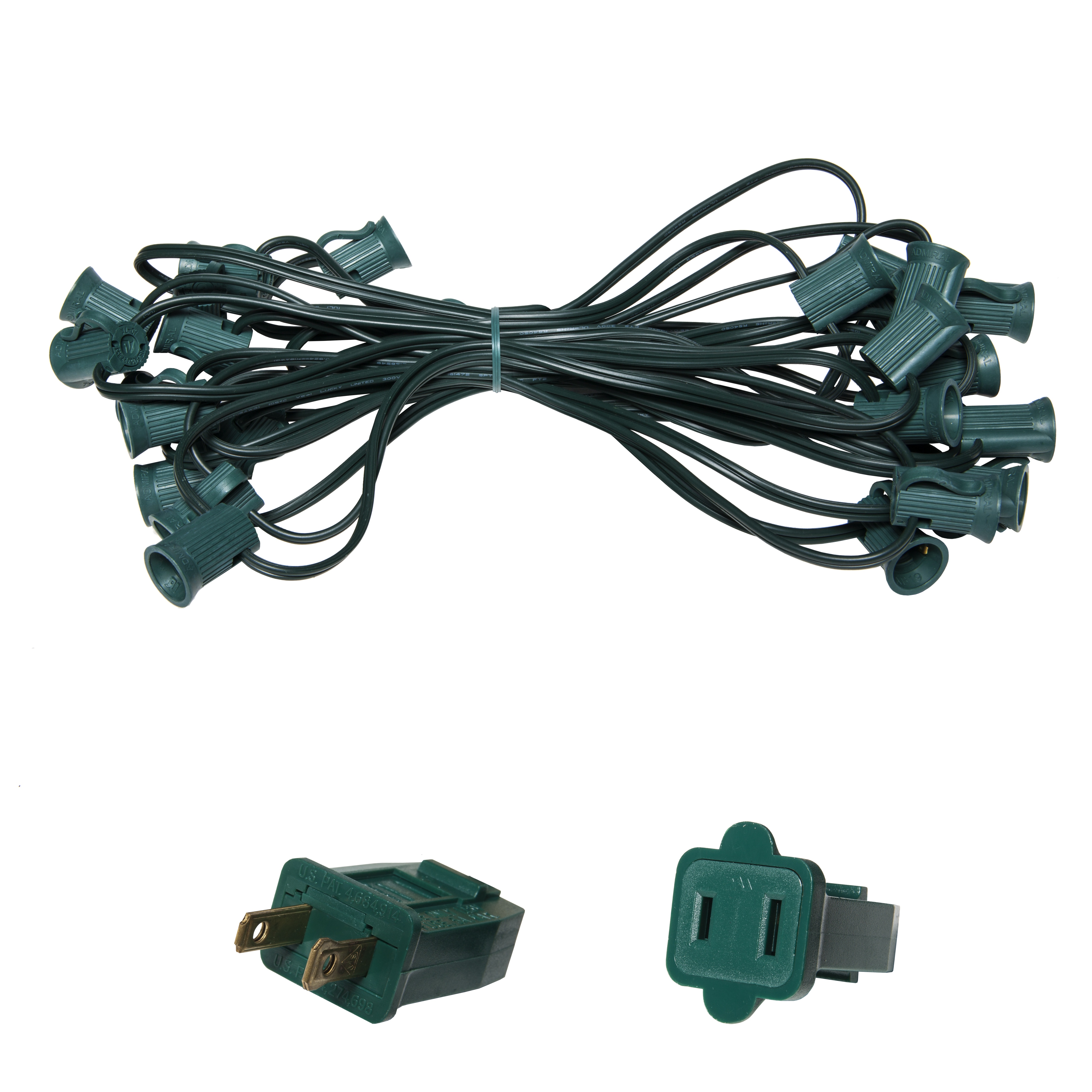 C7 Green Wire Light String 25 Foot