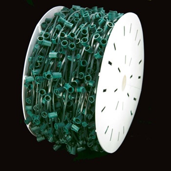 C9 E17 Light Spool, 1000' Length, 12" Spacing, SPT2 10 Amp Green Wire, Commercial Grade