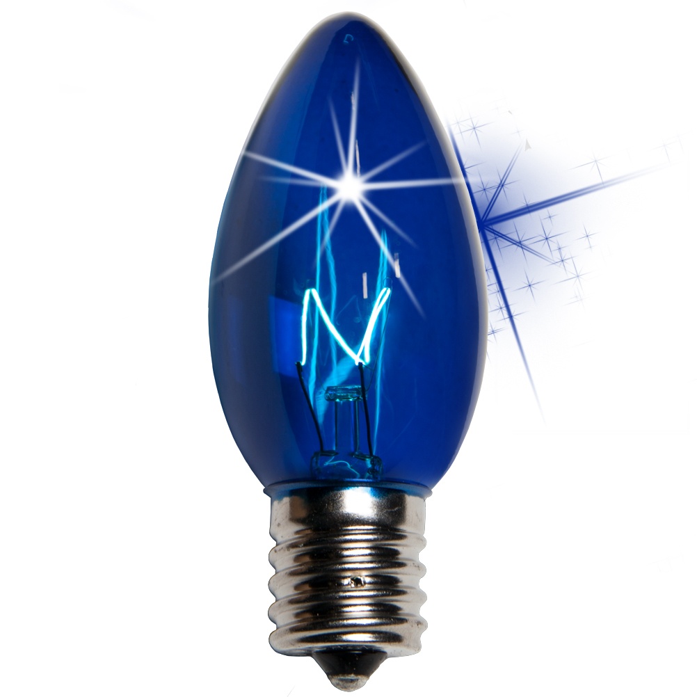 C9 Blue Transparent Incandescent Twinkle Bulb