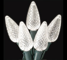 Commercial 25 Cool White C9 LED Christmas Lights, 12" Spacing
