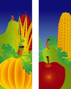Fall Corn and Pumpkin Light Pole Banner 30" x 84"