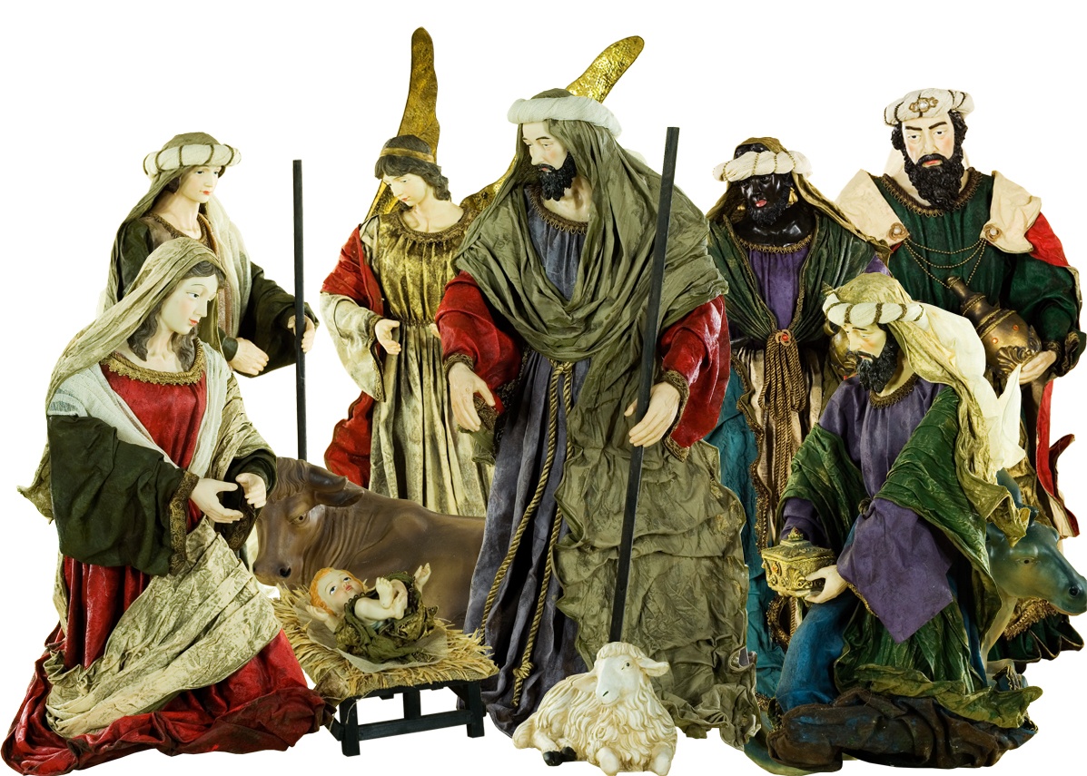 Large Fabric Polyresin Nativity Set