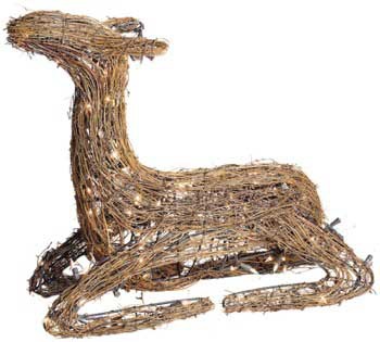 24' Grapevine Sitting Fawn, 100 Cool White LED Lights