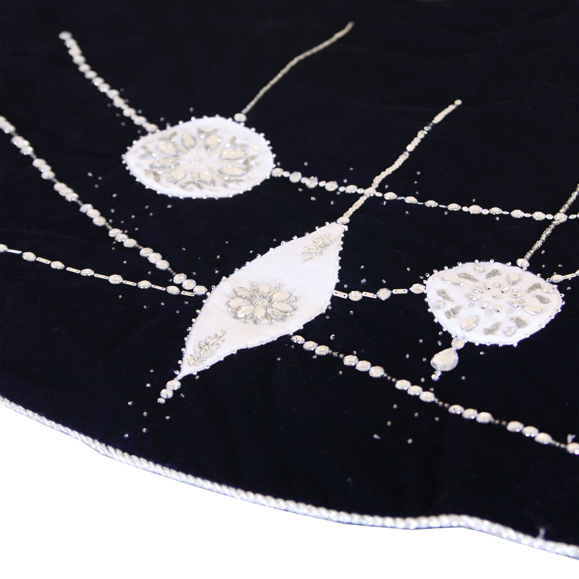 Beaded Velvet Snowflakes in Blue Skirt