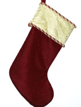 19" Burgundy Stocking with Swirl Design