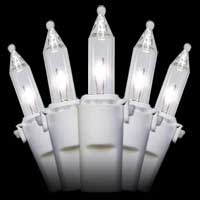 50 Clear Christmas Mini Lights, 6" Spacing, Premium, White Wire