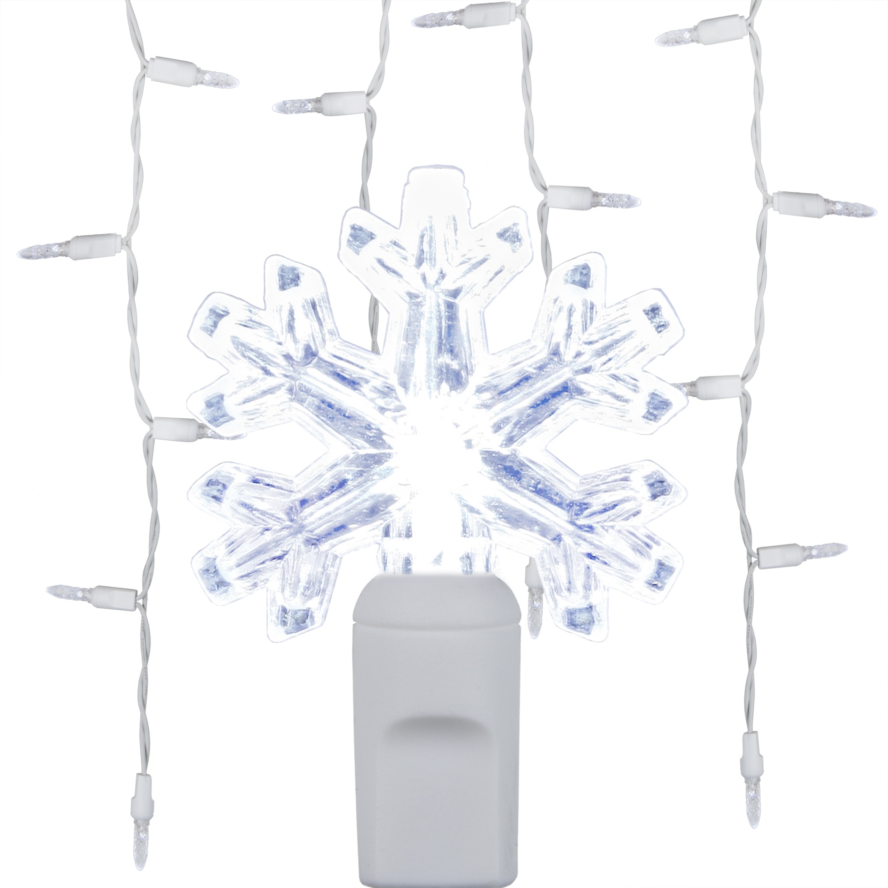 Cool White Snowflake LED Icicle Lights
