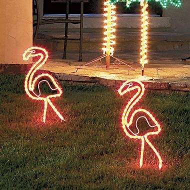 Lighted Pink Flamingos