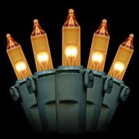 50 Gold Christmas Mini Lights, 6" Spacing, Premium, Green Wire