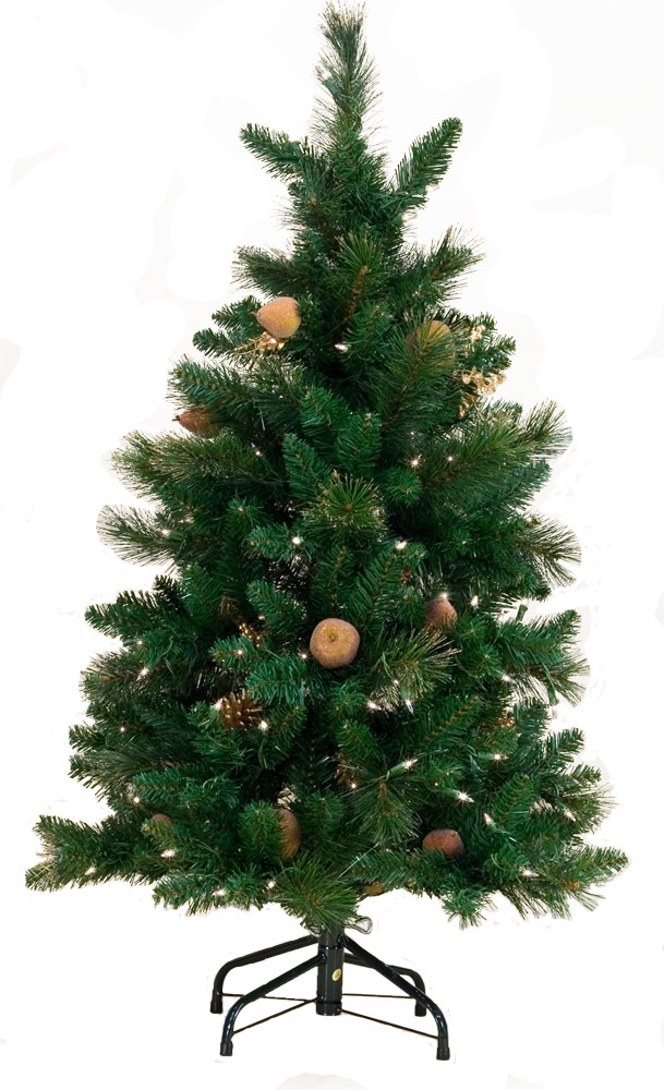 4' Green Prelit Decorative Harvest Gold Tree
