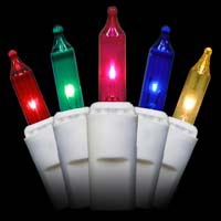 10 Multicolor Battery Operated Mini Christmas Lights, White Wire