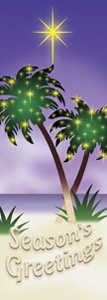 Palm Tree Seasons Greetings Light Pole Banner 30" x 84"