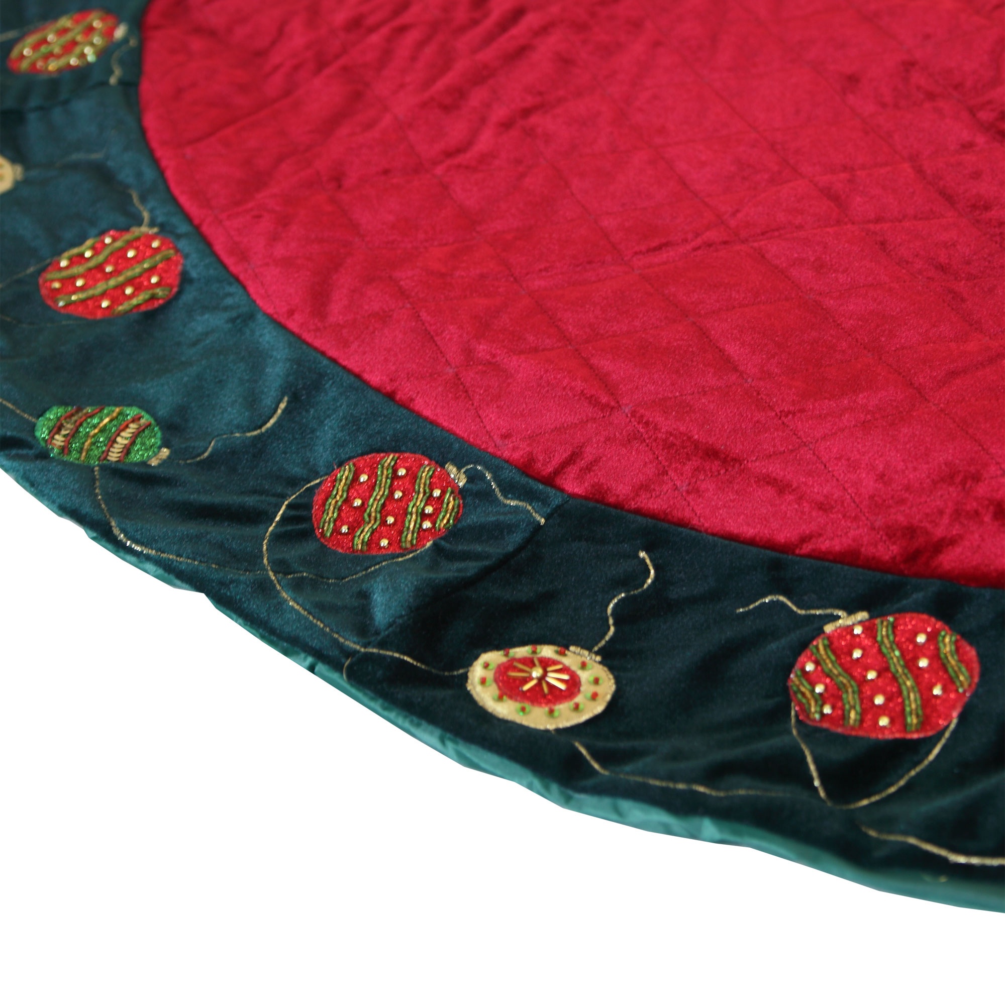Quilted Red Tree Skirt Black Trim