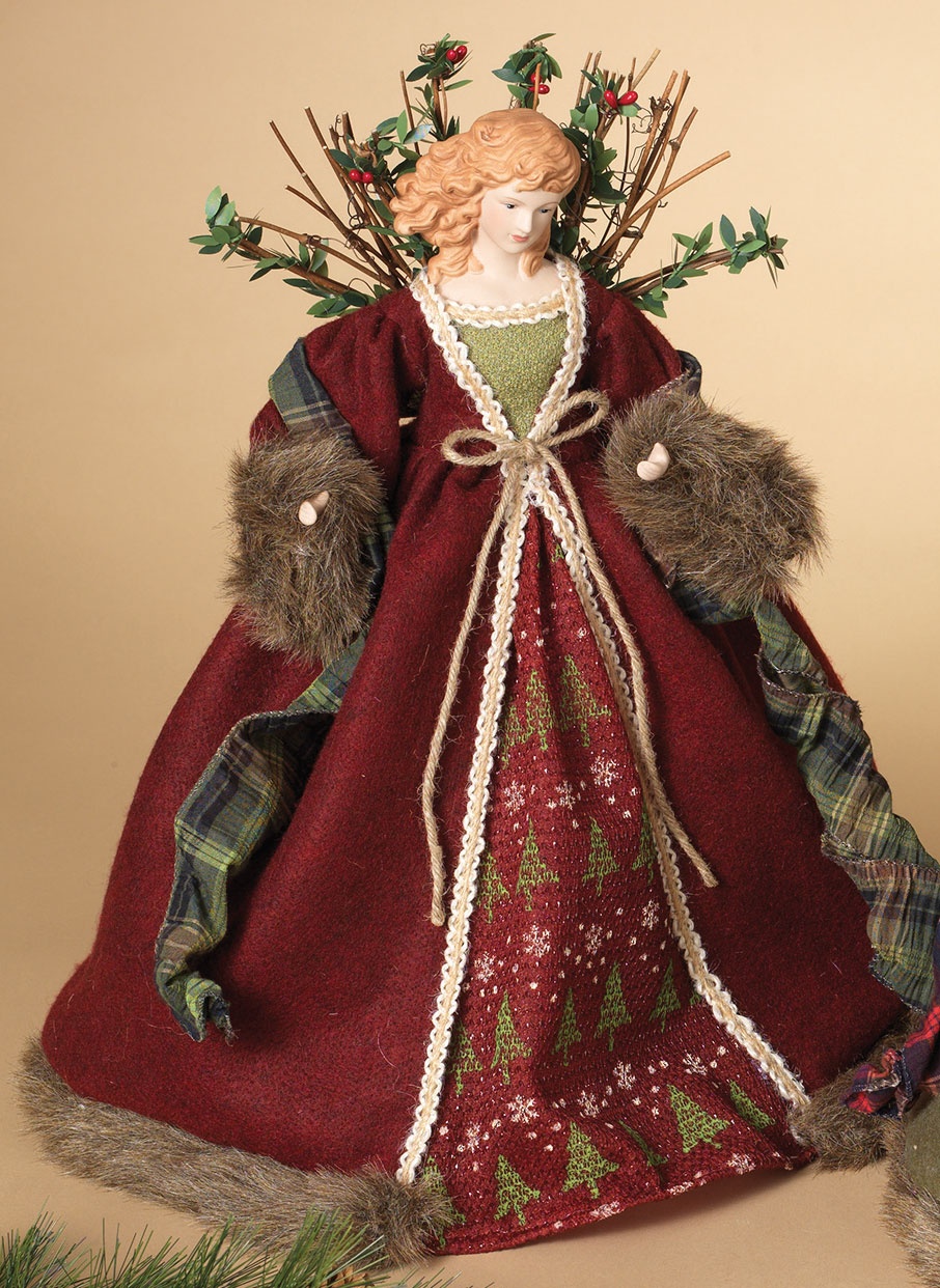 Red Woodland Angel Tree Topper