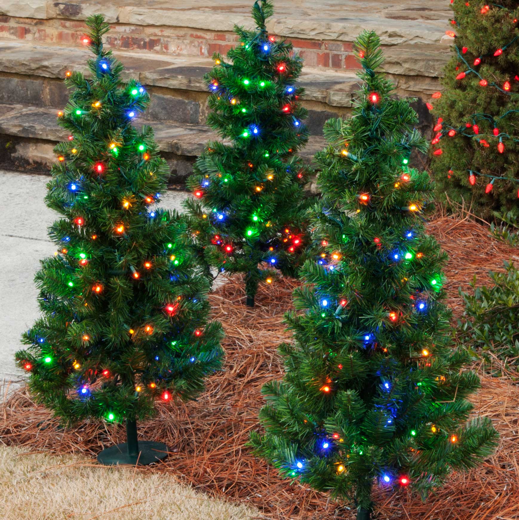 Walkway LED Christmas trees