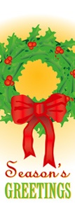 Wreath and Bow Light Pole Banner 17" x 46"